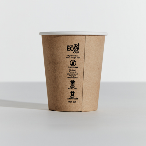 PINNACLE TRULY ECO 08oz KRAFT SINGLE WALL COFFEE CUP - AQUEOUS COATED ( 90mm UNI ) - 50 - SLV
