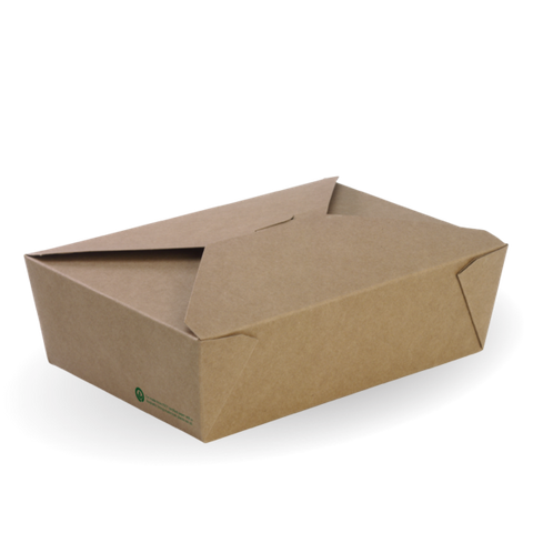 BIOPAK Large Lunch box - 197x140x64mm - FSC Mix - kraft - 200 - ( BB-LBL-3 ) - CTN ( 50 / SLV )
