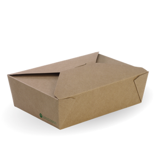 BIOPAK Large Lunch box - 197x140x64mm - FSC Mix - kraft - 50 - ( BB-LBL-3 ) - SLV