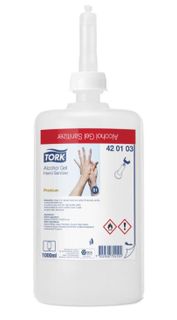 TORK ALCOHOL GEL HAND SANITISER (S1) 42 01 03 - 6 X 1L PODS - CARTON