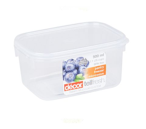 DECOR 500ML TELLFRESH OBLONG CONTAINER - 12 - CTN