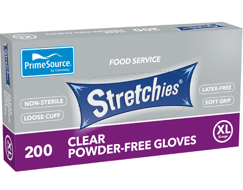 PRIME SOURCE CLEAR STRETCHIES GLOVES - EXTRA LARGE - POWDER FREE - 2000 - CTN