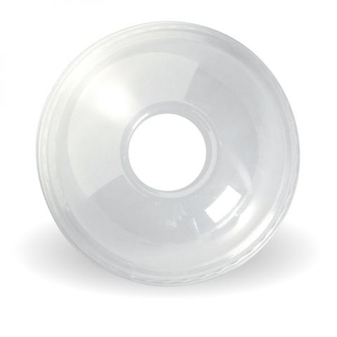 BIOPAK 300 - 700ml cup dome LID with 20mm hole - clear - 100 - SLV ( C-96D(B) ) ( 100 / SLV )