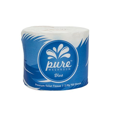 PURE WASHROOM BLUE TOILET PAPER 2PLY 700 SHEET - PW700B - 48 - CTN