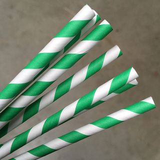 ECO-STRAW GREEN AND WHITE 3 PLY REGULAR PAPER STRAWS - 200MM X 6MM - 2500 - CTN