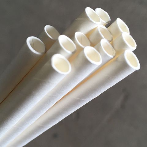 ECO-STRAW PLAIN WHITE 3 PLY REGULAR PAPER STRAWS - 200MM X 6MM - 2500 - CTN