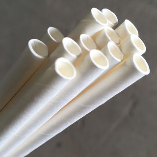 ECO-STRAW PLAIN WHITE 3 PLY REGULAR PAPER STRAWS - 200MM X 6MM - 250 - PKT