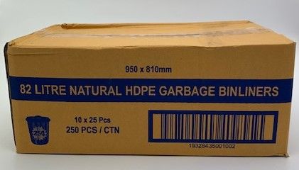 TP 82L NATURAL GARBAGE BIN LINERS ( 82BINNAT ) - 250 - CTN