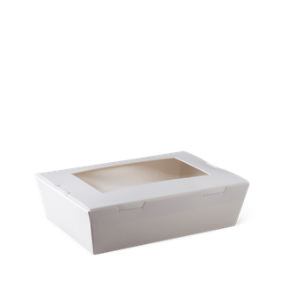 DETPAK WINDOW LUNCH BOX - WHITE - MEDIUM - 1100ml - 180 L x 120 W x 50mm H - L590S0001 - 50 - SLV