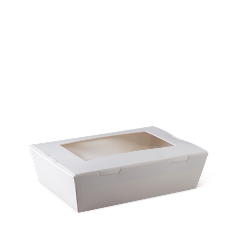 DETPAK WINDOW LUNCH BOX - WHITE - MEDIUM - 1100ml - 180 L x 120 W x 50mm H - L590S0001 - 50 - SLV
