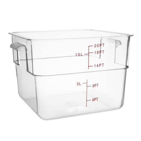 HYGIPLAS POLYCARBONATE SQUARE STORAGE CONTAINER 10L - 206mm (H) x 312mm (W) x 288mm (D) ( CF024 ) - EACH