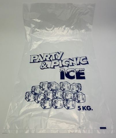 PRINTED PARTY ICE BAGS 5KG - LDPE - 50 UM - 100 -  PKT