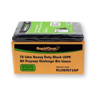 RAPID CLEAN 73L LDPE BLACK ALL PURPOSE BIN LINERS - 250 - CTN