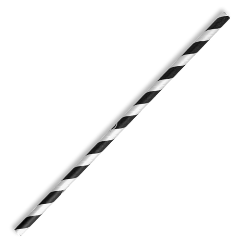 BIOPAK Black Stripe 6mm Regular Biostraws - 2500 - CTN ( JP-PBS-6X197-BS )