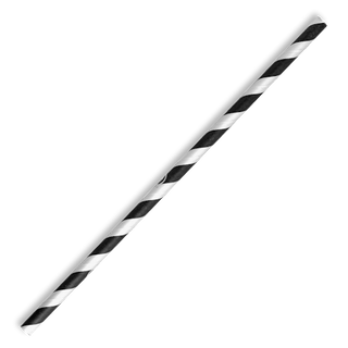BIOPAK Black Stripe 6mm Regular Biostraws - 250 - SLV ( JP-PBS-6X197-BS )