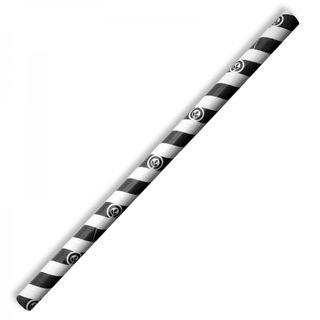 BIOPAK Black Stripe 10mm Jumbo Biostraws - 100 - SLV ( JP-PBS-10X197-BS )