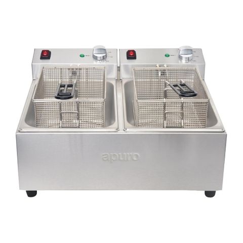 APURO TWIN TANK TWIN BASKET COUNTERTOP FRYER - 2 x 5L ( FB971-A ) - EACH