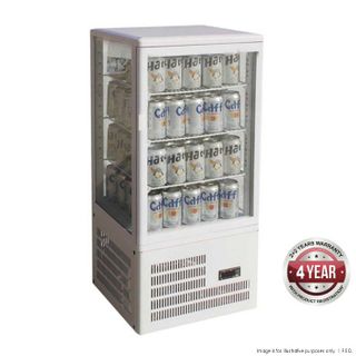 UPRIGHT 4 SIDED GLASS DOOR BEVERAGE DISPLAY FRIDGE - 428mm x 386mm x 1000mm - TCBD78W - EACH