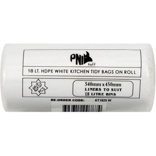 PNI 18L "SMALL" WHITE KITCHEN TIDY BAGS - 50 - ROLL