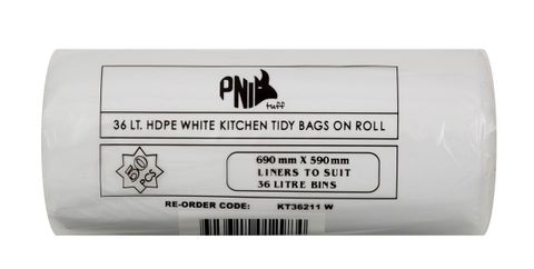 PNI 36L "LARGE" WHITE KITCHEN TIDY BAG - 50 - ROLL