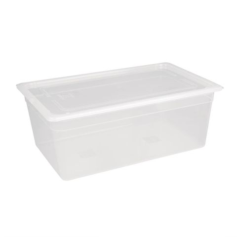 VOGUE POLYPROPYLENE 1/1 SIZE GASTRONORM CONTAINER WITH LID - 25.6L - 200MM DEEP - GJ513 - 2 - PACK