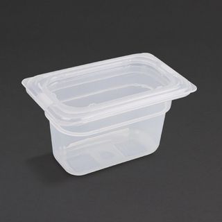 VOGUE POLYPROPYLENE 1/9 SIZE 100MM / 850ML GASTRONORM CONTAINER WITH LID - GJ529 - 4 - PACK