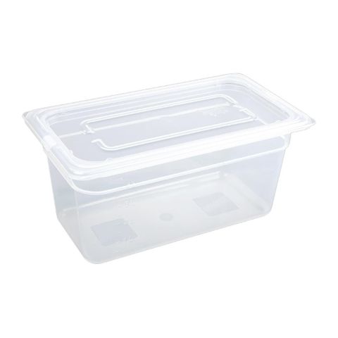VOGUE POLYPROPYLENE 1/3 SIZE GASTRONORM CONTAINER WITH LID - 5.3L - 150MM DEEP - GJ520 - 4 - PACK