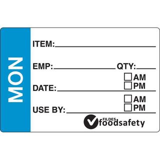 DAYDOTS 49X75MM RECT PREP LABEL - MONDAY - BLUE - REMOVABLE ( 30100 ) - 250 - ROLL