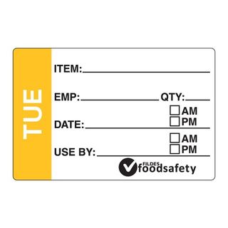 DAYDOTS 49X75MM RECT PREP LABEL - TUESDAY - YELLOW - REMOVABLE ( 30200 ) - 250 - ROLL
