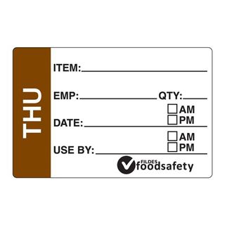 DAYDOTS 49X75MM RECT PREP LABEL - THURSDAY - BROWN - REMOVABLE ( 30400 ) - 250 - ROLL