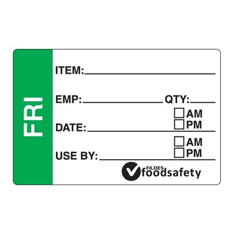 DAYDOTS 49X75MM RECT PREP LABEL - FRIDAY - GREEN - REMOVABLE ( 30500 ) - 250 - ROLL