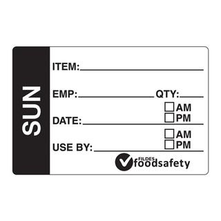 DAYDOTS 49X75MM RECT PREP LABEL - SUNDAY - BLACK - REMOVABLE ( 30700 ) - 250 - ROLL