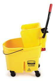 RUBBERMAID WAVEBRAKE SIDE PRESS MOP BUCKET & WRINGER COMBO 33.1L - YELLOW - FG758088YEL - EACH