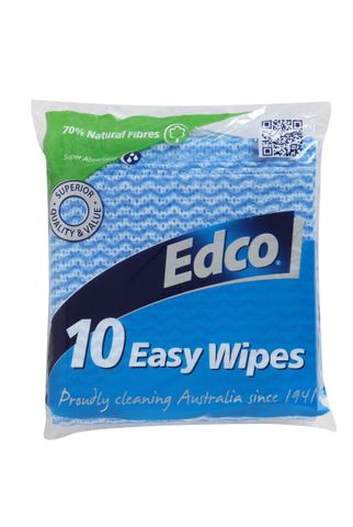EDCO EASY WIPES 10 PACK - WIPER SIZE: 300MM W x 600MM D - BLUE - 56111 - 10 PK - PKT