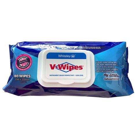 WHITELEYS V-WIPES HOSPITAL GRADE DISINFECTANT WIPES - 80 - PACK ( NEW PACK SIZE )