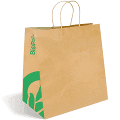 BIOPAK Jumbo Twist Handle Kraft Paper Carry Bag - 370(L)x355(W)x220mm (G) - ( BAG-TA-T-JUMBO ) - 150 - CTN