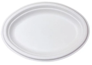 ENVIRO CHOICE  10 X 7.5" WHITE NATURAL FIBRE OVAL PLATE - 25 - PKT