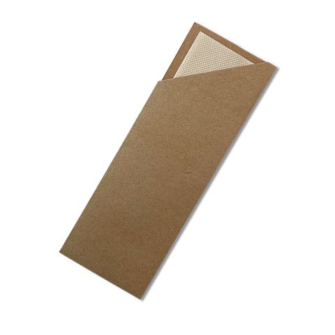 GREENMARK KRAFT CUTLERY POUCH WITH BAMBOO BROWN NAPKIN - 76MM X 205MM - CPNB - 1000 - CTN
