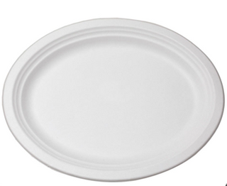 ENVIRO CHOICE 12.5 X 10" WHITE NATURAL FIBRE OVAL PLATE - 25 - PKT