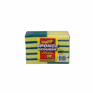 MR CLEAN YELLOW & GREEN SPONGE SCOURER ( 95mm x 75mm x 25mm ) - 10 / PACK - PB315C - 48 PACKS - CTN