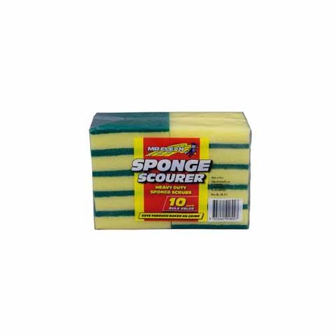 MR CLEAN YELLOW & GREEN SPONGE SCOURER ( 95mm x 75mm x 25mm ) - 10 / PACK - PB315C - 48 PACKS - CTN