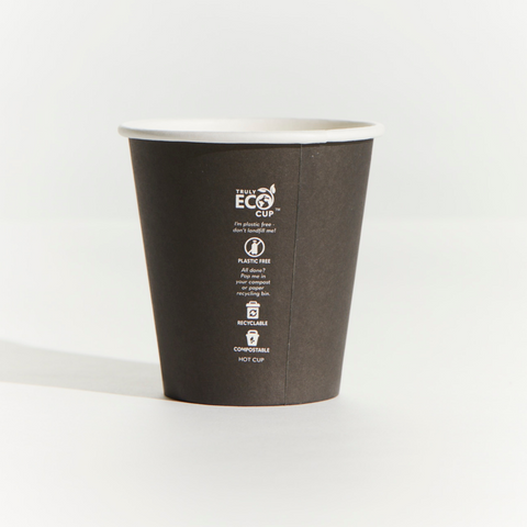 PINNACLE TRULY ECO 08oz BLACK SINGLE WALL COFFEE CUP - AQUEOUS COATED ( 80mm ) - 50 - SLV