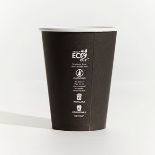 PINNACLE TRULY ECO 12oz BLACK SINGLE WALL COFFEE CUP - AQUEOUS COATED ( 90mm ) - 50 - SLV