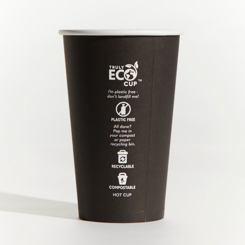 PINNACLE TRULY ECO 16oz BLACK SINGLE WALL COFFEE CUP - AQUEOUS COATED ( 90mm ) - 1000 - CTN