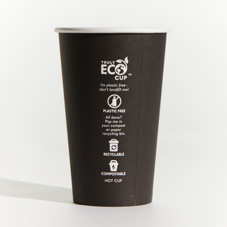 PINNACLE TRULY ECO 16oz BLACK SINGLE WALL COFFEE CUP - AQUEOUS COATED ( 90mm ) - 50 - SLV