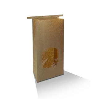 GREENMARK MEDIUM KRAFT BROWN TIN-TIE WITH WINDOW BAG - 120mm x 65mm x 246mm - 50 - SLV ( TTBWM )