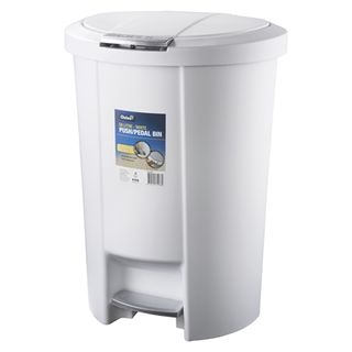 OATES 50L PUSH / PEDAL BIN - WHITE ( 165956 / BB-50PPW ) - EACH