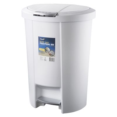 OATES 50L PUSH / PEDAL BIN - WHITE ( 165956 / BB-50PPW ) - EACH