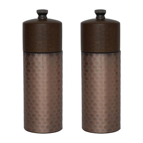 OLYMPIA COPPER WOOD SALT & PEPPER MILL / GRINDERS - CR689 - SET