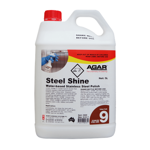 AGAR STEEL SHINE - STAINLESS STEEL AND ALUMINIUM CLEANER & POLISH - 5L